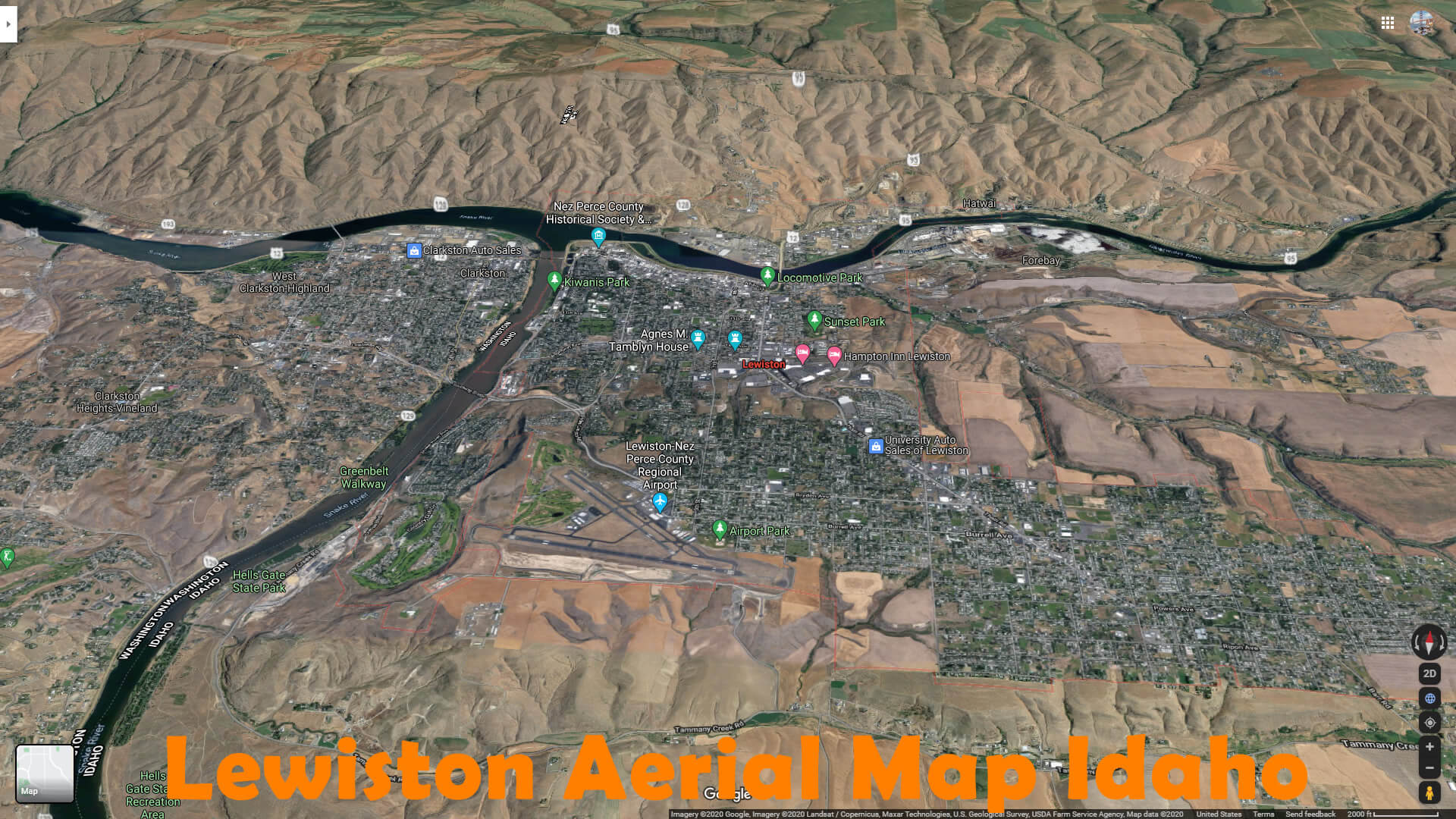 Lewiston Aerial Map Idaho